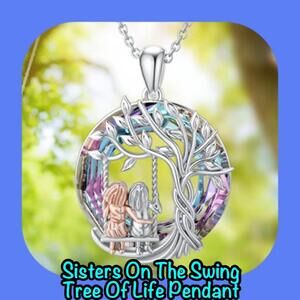 New Beautiful!Tree Of Life Sister/Best Friend On The Swing Pendant Necklace